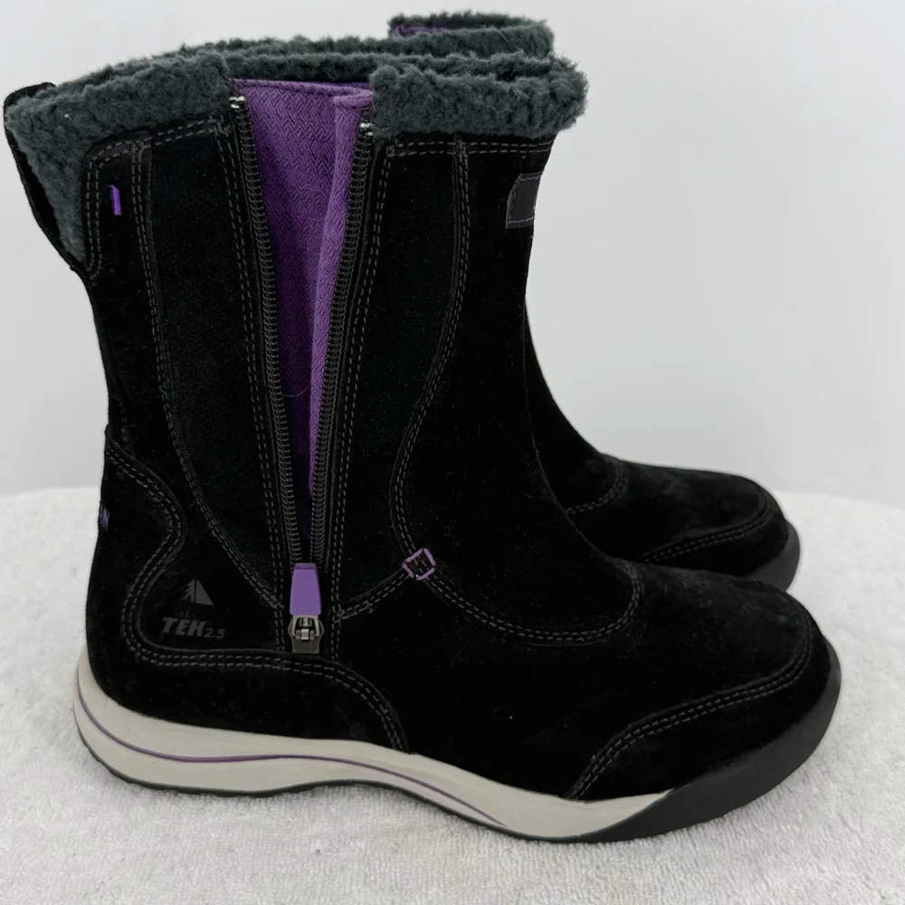LL Bean Tek2.5 200 Gram Primaloft Zip Up Winter Boots Black Suede Women’s Size 6